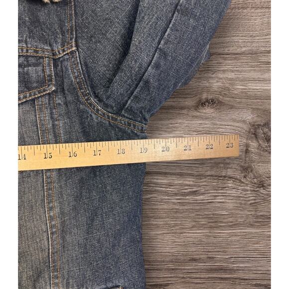 Vintage Denim Jacket Shearling Lined Boho Biker Chic M Giacca Penny Lane - Picture 6 of 7
